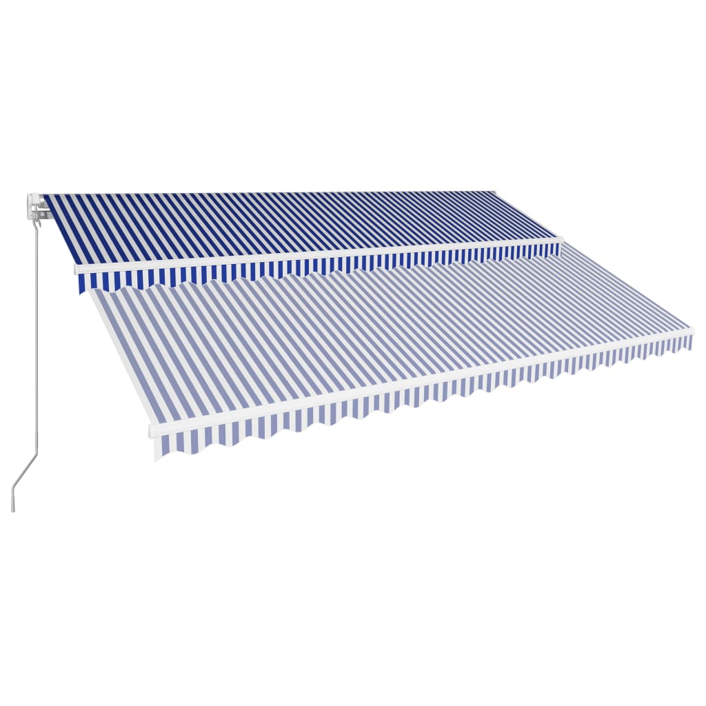 vidaXL foldemarkise manuel betjening 500 x 300 cm blå og hvid