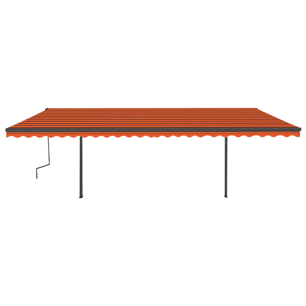 vidaXL markise med stolper 6x3 m automatisk betjening orange og brun