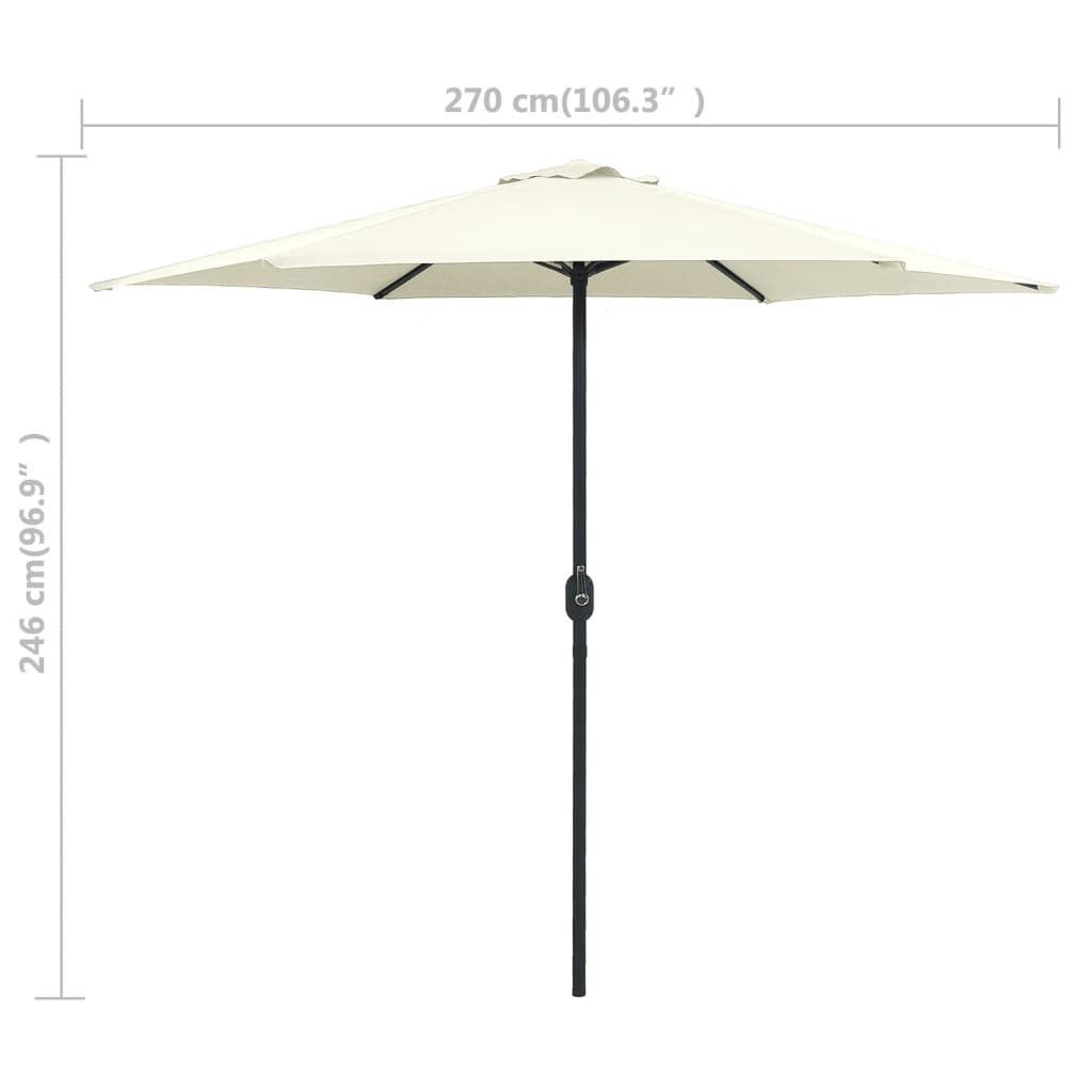 vidaXL udendørs parasol med aluminiumsstang 270x246 cm sandhvid