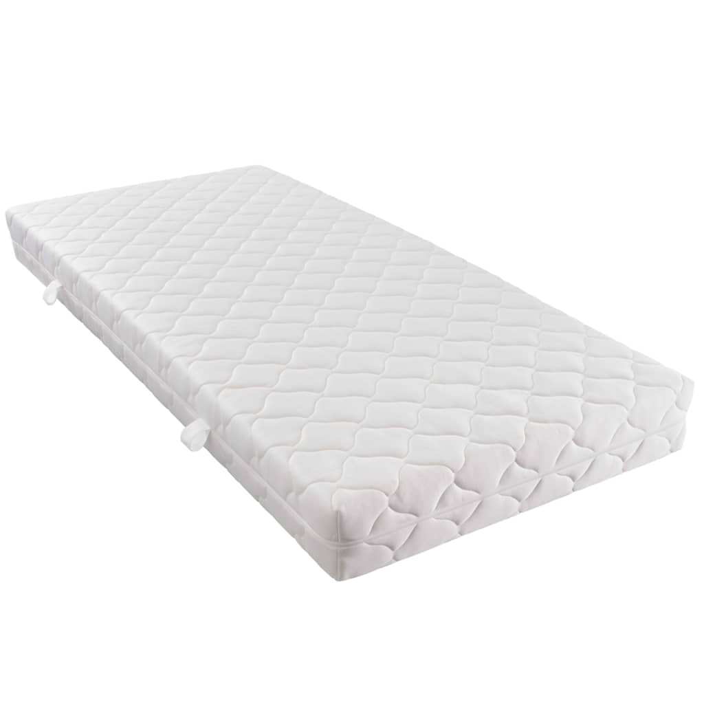 vidaXL seng med madras 180 x 200 cm grå og hvid kunstlæder
