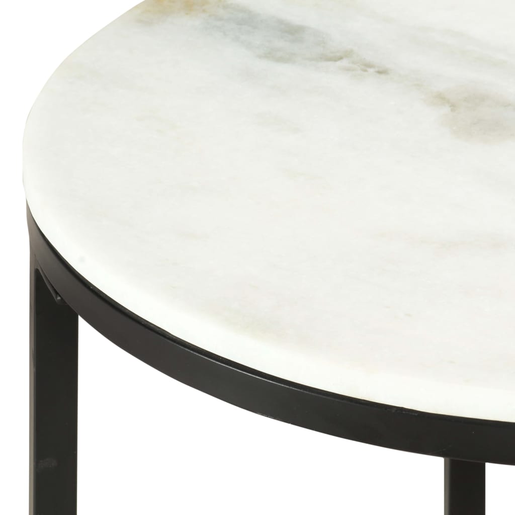 vidaXL sofabord Ø 50 cm ægte massivt marmor hvid og sort