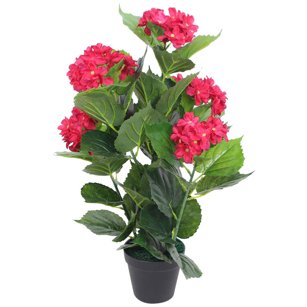 vidaXL kunstig hortensia-plante med urtepotte 60 cm rød