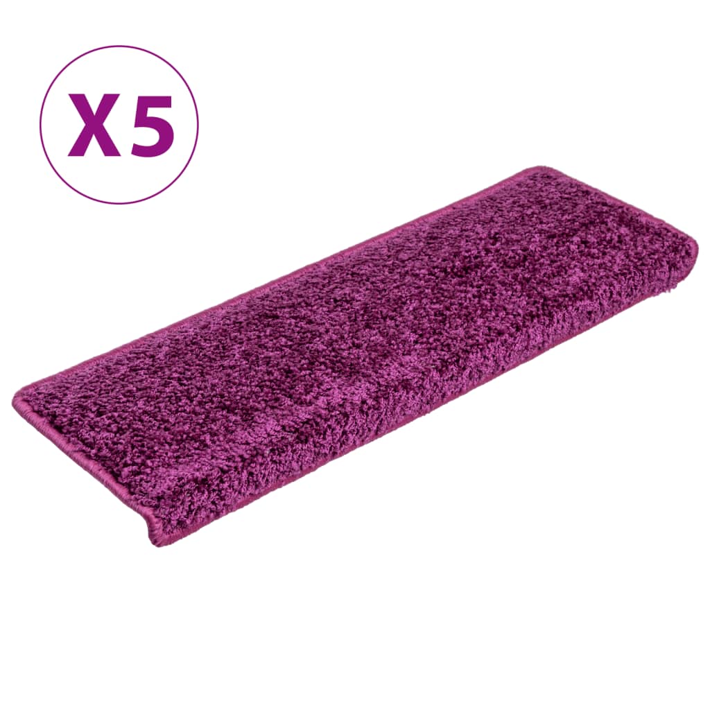 vidaXL trappemåtter 5 stk. 65x21x4 cm violet