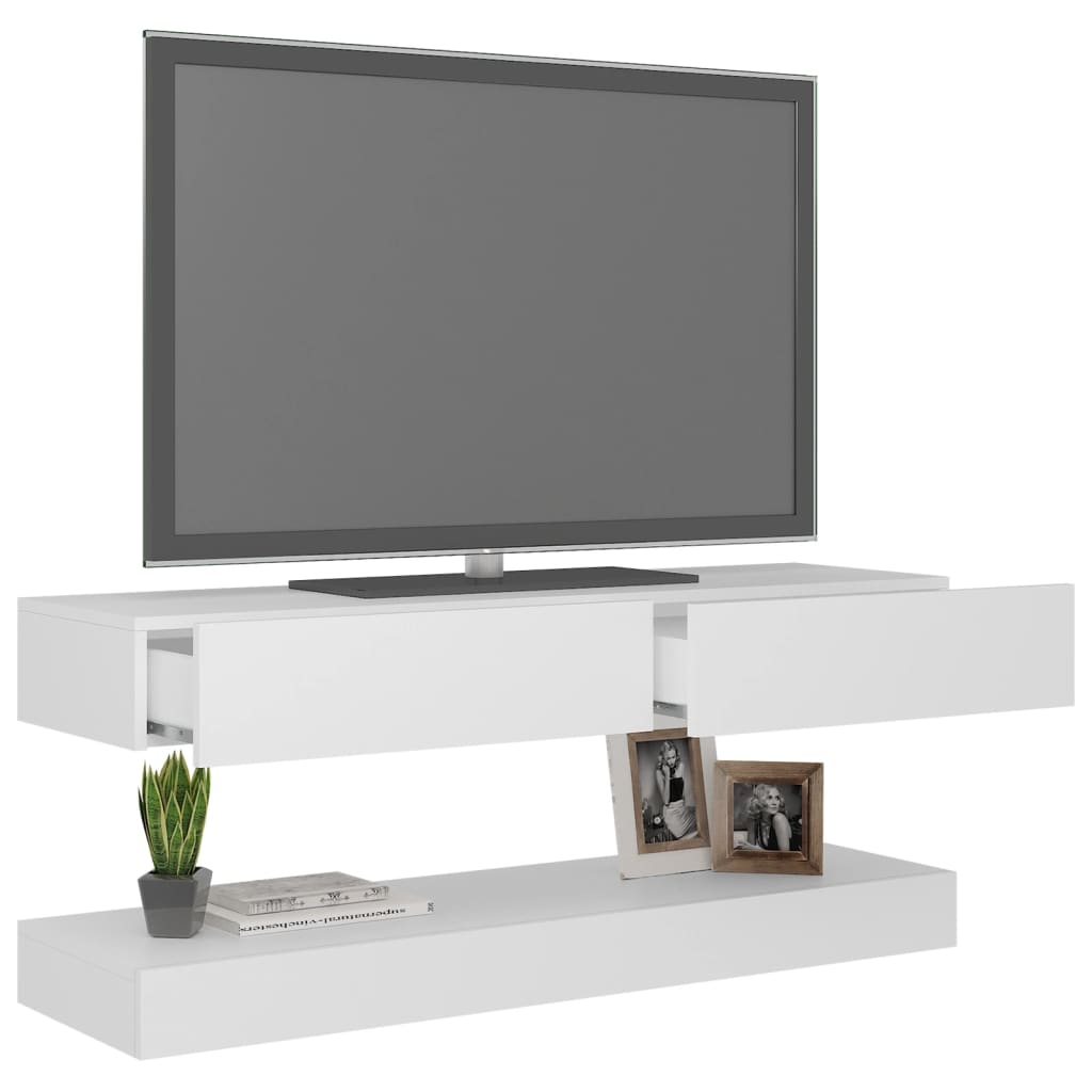 vidaXL tv-skab med LED-lys 120x35 cm hvid