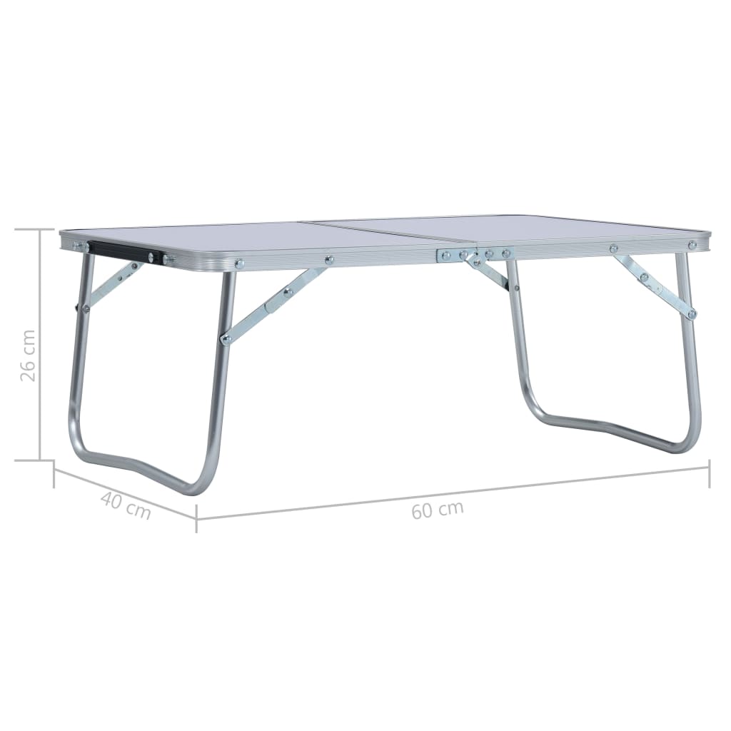 vidaXL foldbart campingbord 60 x 40 cm aluminium hvid