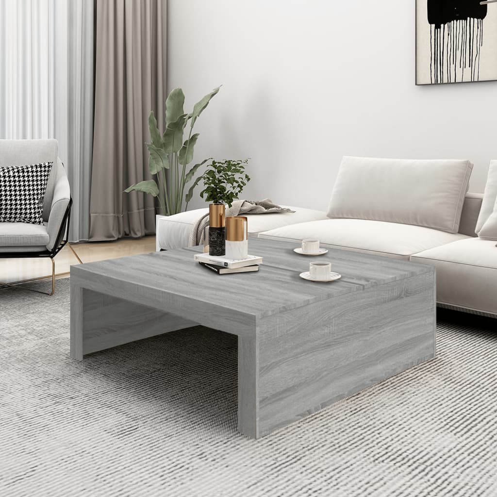 vidaXL sofabord 100x100x35 cm konstrueret træ grå sonoma-eg