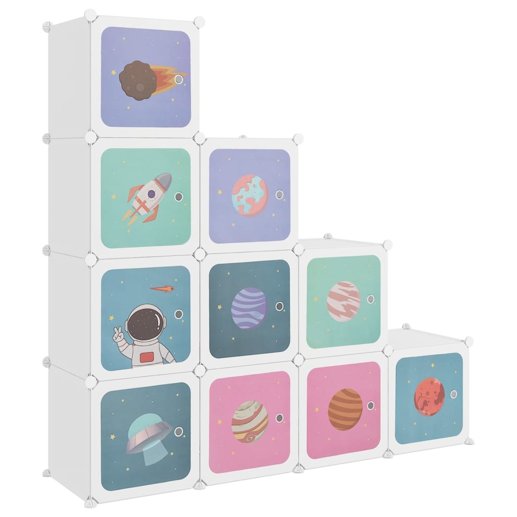 vidaXL opbevaringsreol til børn 10 kubeformede kasser PP hvid