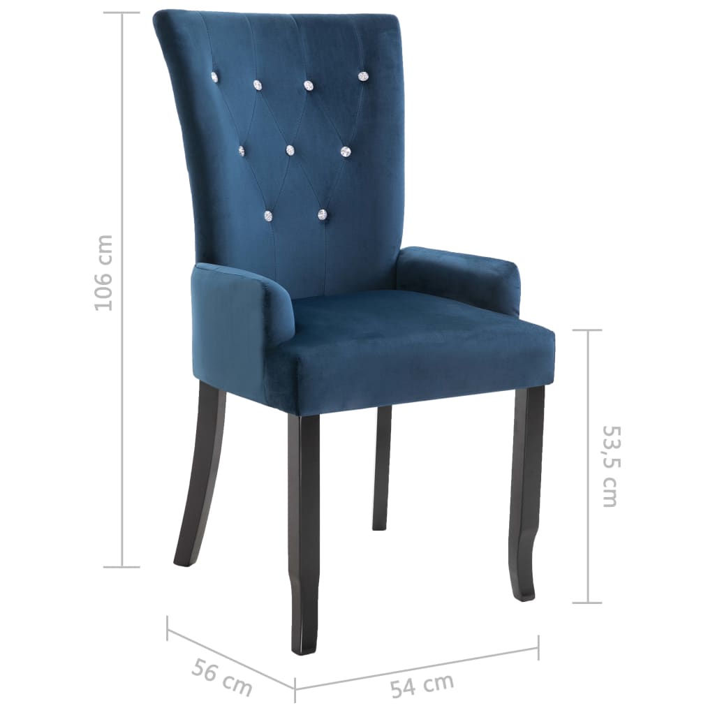 vidaXL spisebordsstol med armlæn fløjl mørkeblå