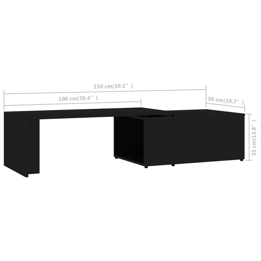 vidaXL sofabord 150x50x35 cm konstrueret træ sort