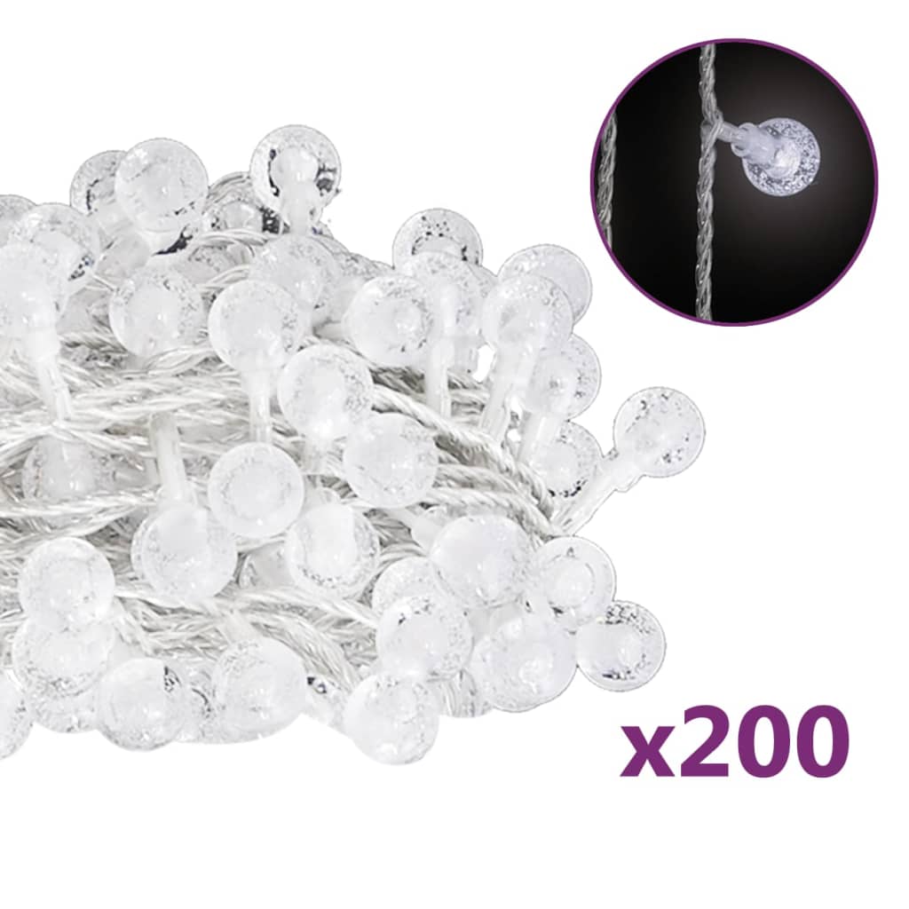 vidaXL fairy lights-lyskæder 20 m 200 LED'er 8 funktioner kold hvid