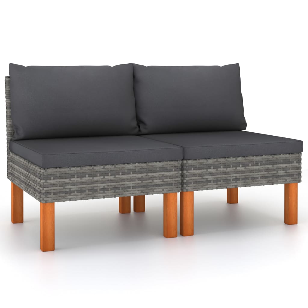 vidaXL midterdele til sofa 2 stk. polyrattan og massivt eukalyptustræ