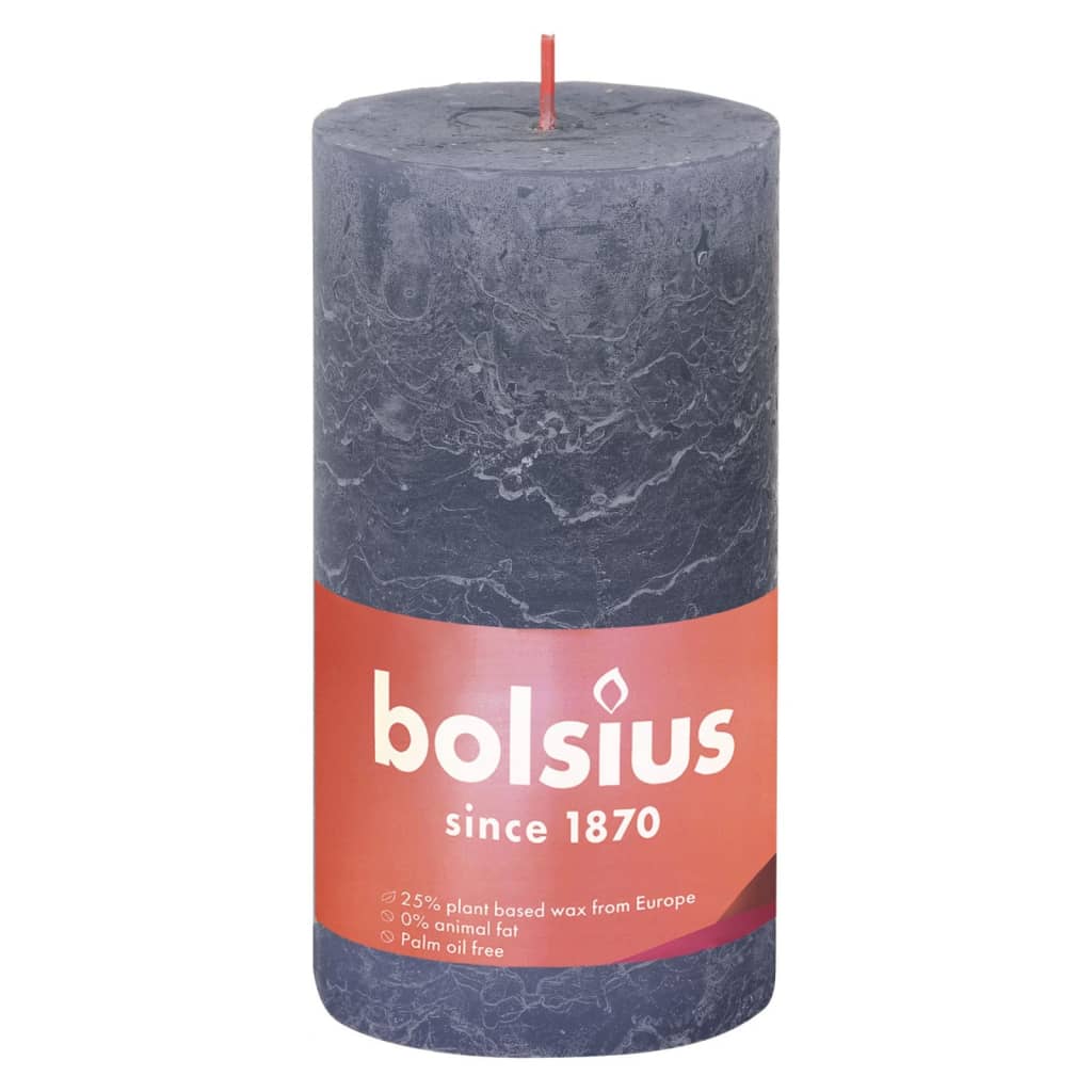 Bolsius rustikke søjlestearinlys Shine 4 stk. 130x68 mm midnatsblå