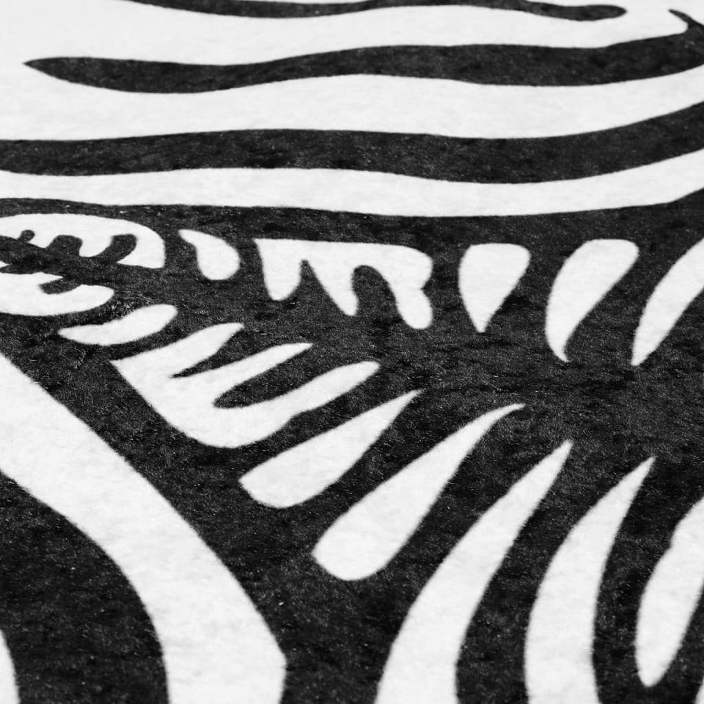 vidaXL gulvtæppe 120x170 cm vaskbart zebrastriber sort og hvid
