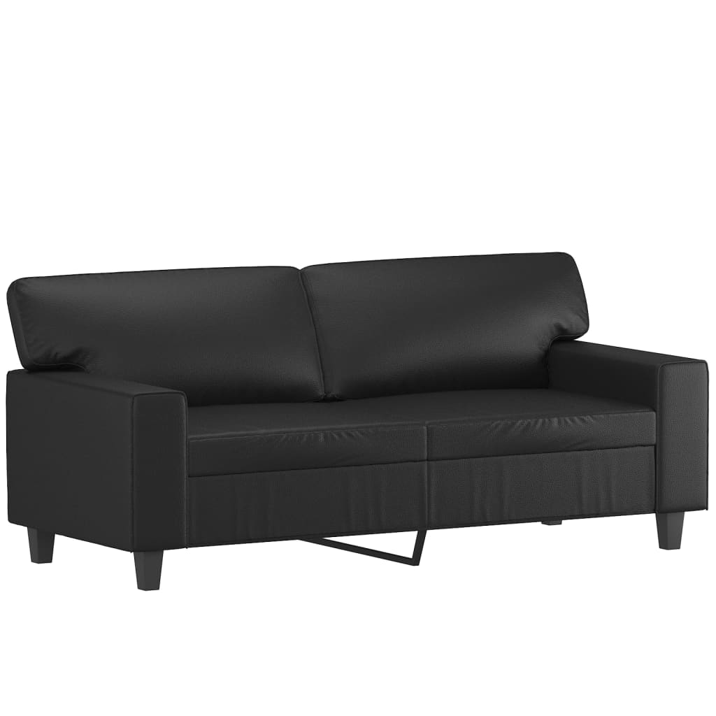 vidaXL 2-personers sofa med puder og hynder 140 cm kunstlæder sort