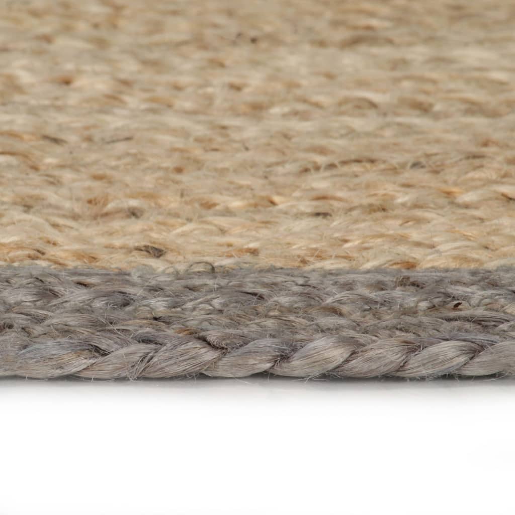 vidaXL håndlavet gulvtæppe 150 cm jute grå kant