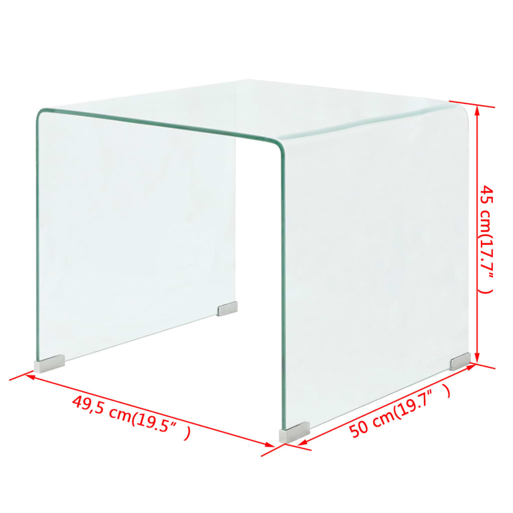 vidaXL sofabord i klart hærdet glas 49,5x50x45 cm