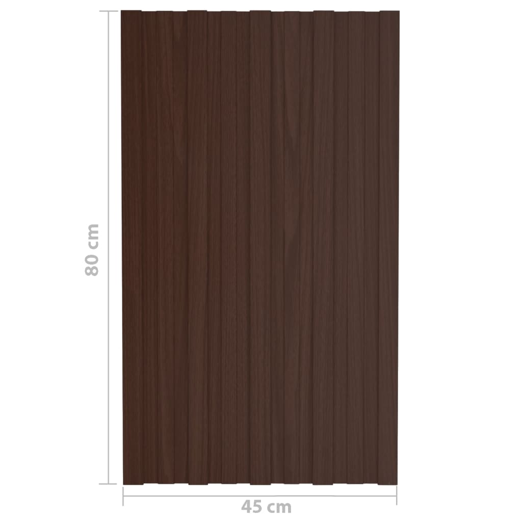 vidaXL tagplader 12 stk. 80x45 cm galvaniseret stål brun