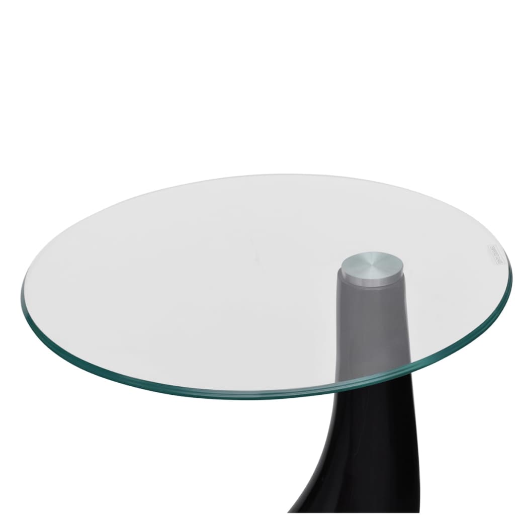 vidaXL sofabord med rund bordplade i glas højglans sort