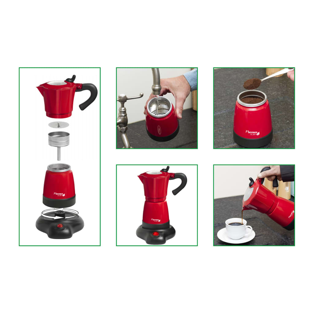 Bestron espressomaskine 6 kopper 480 W rød AES480