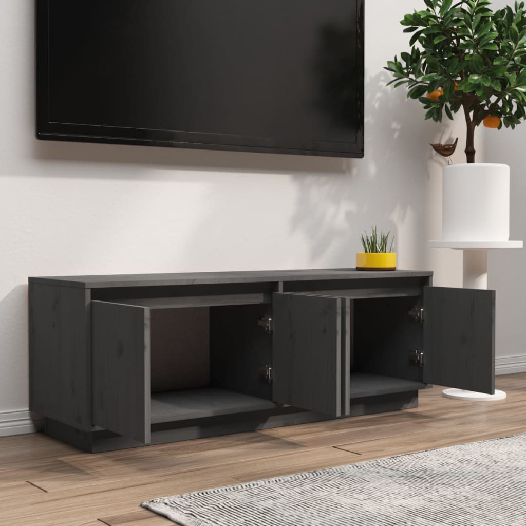 vidaXL tv-bord 110x34x40 cm massivt fyrretræ grå