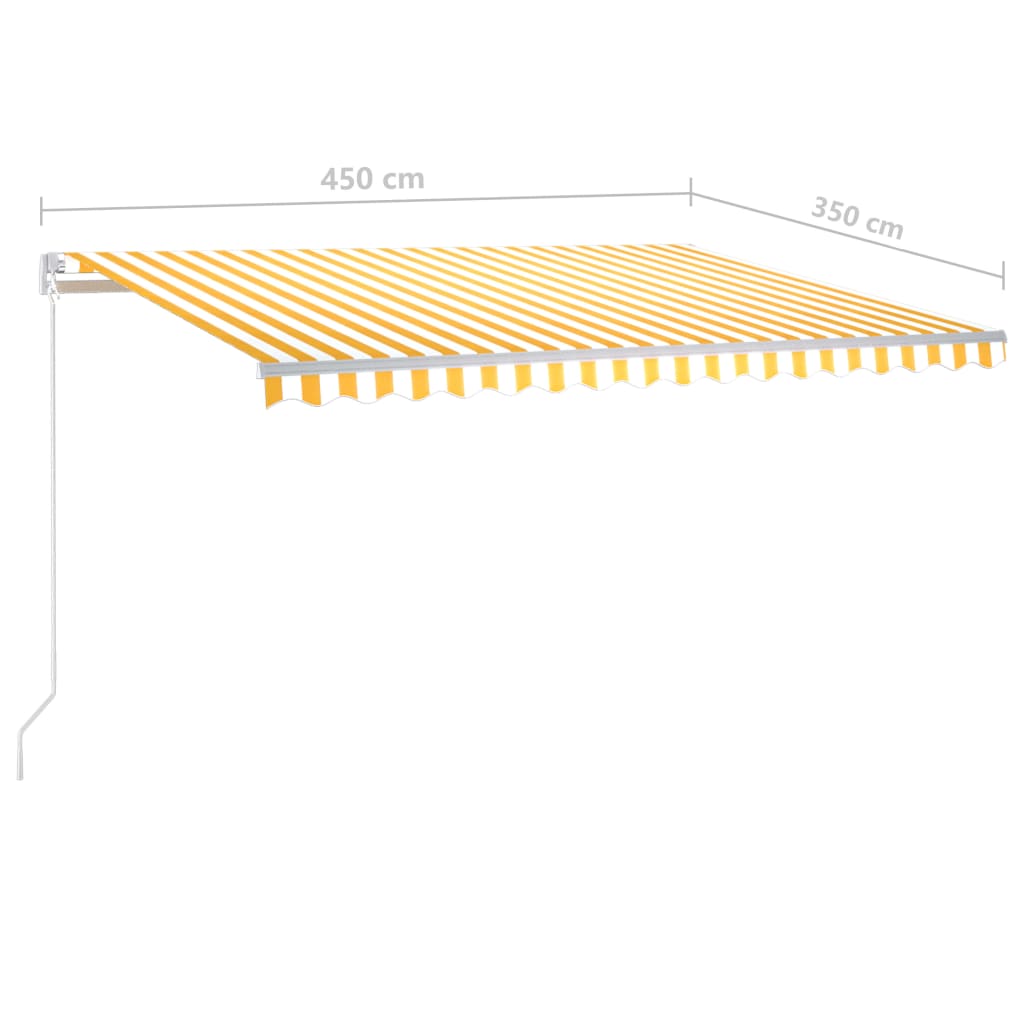 vidaXL markise m. LED + vindsensor 4,5x3,5 m automatisk gul og hvid