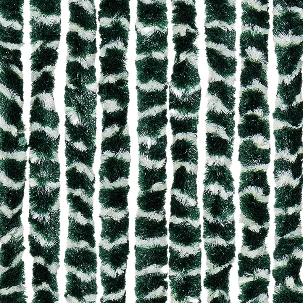 vidaXL flueforhæng 90x200 cm chenille grøn og hvid