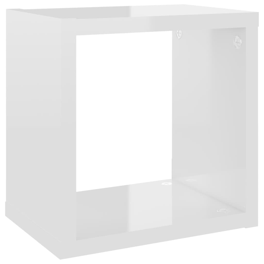 vidaXL væghylder 4 stk. 22x15x22 cm kubeformet hvid højglans