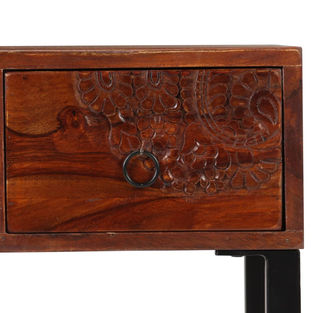 vidaXL skrivebord massivt sheeshamtræ og ægte læder 117 x 50 x 76 cm