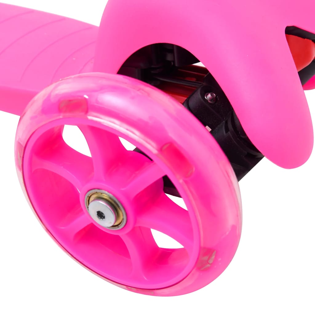 vidaXL 3-hjulet børneløbehjul med justerbart aluminiumsstyr lyserød