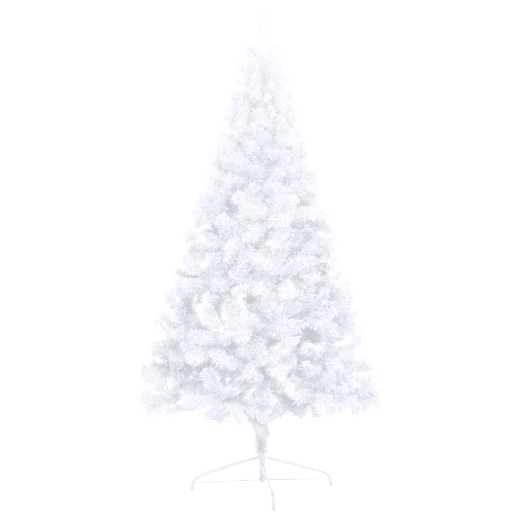 vidaXL kunstigt halvt juletræ med lys og kuglesæt 180 cm hvid