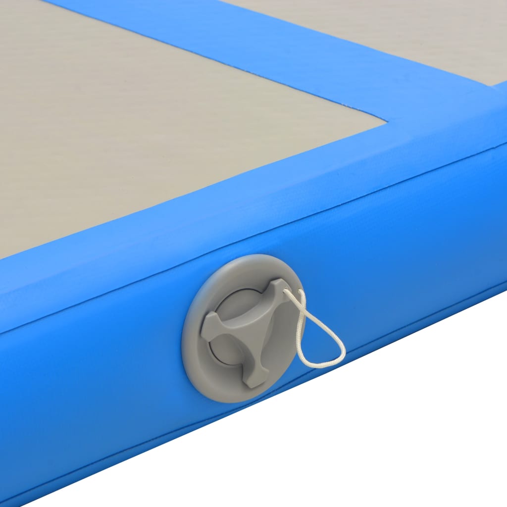 vidaXL oppustelig gymnastikmåtte med pumpe 300 x 100 x 10 cm PVC blå