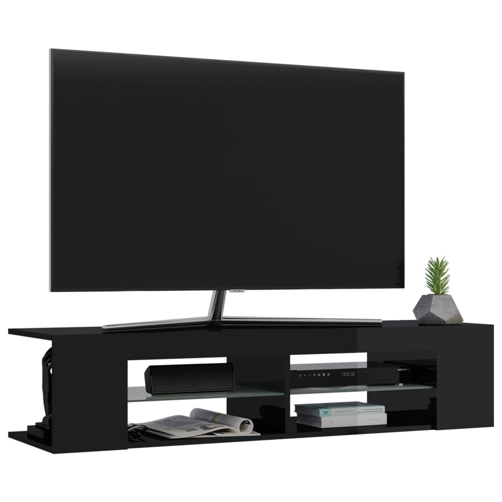 vidaXL tv-skab med LED-lys 135x39x30 cm sort højglans