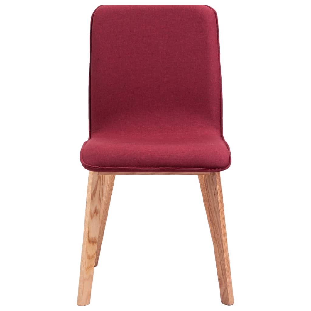 vidaXL spisebordsstole 2 stk. rødt stof massivt egetræ