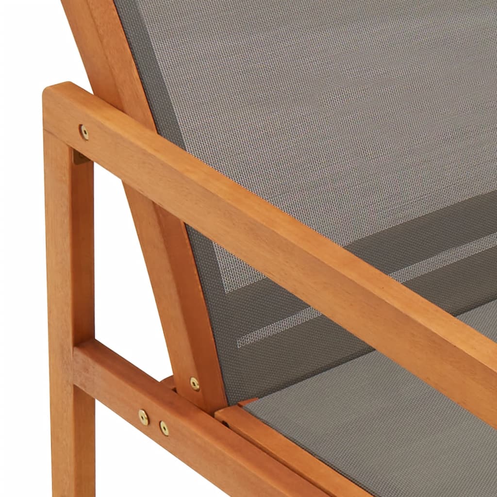 vidaXL havestol med fodskammel massivt eukalyptustræ textilene grå