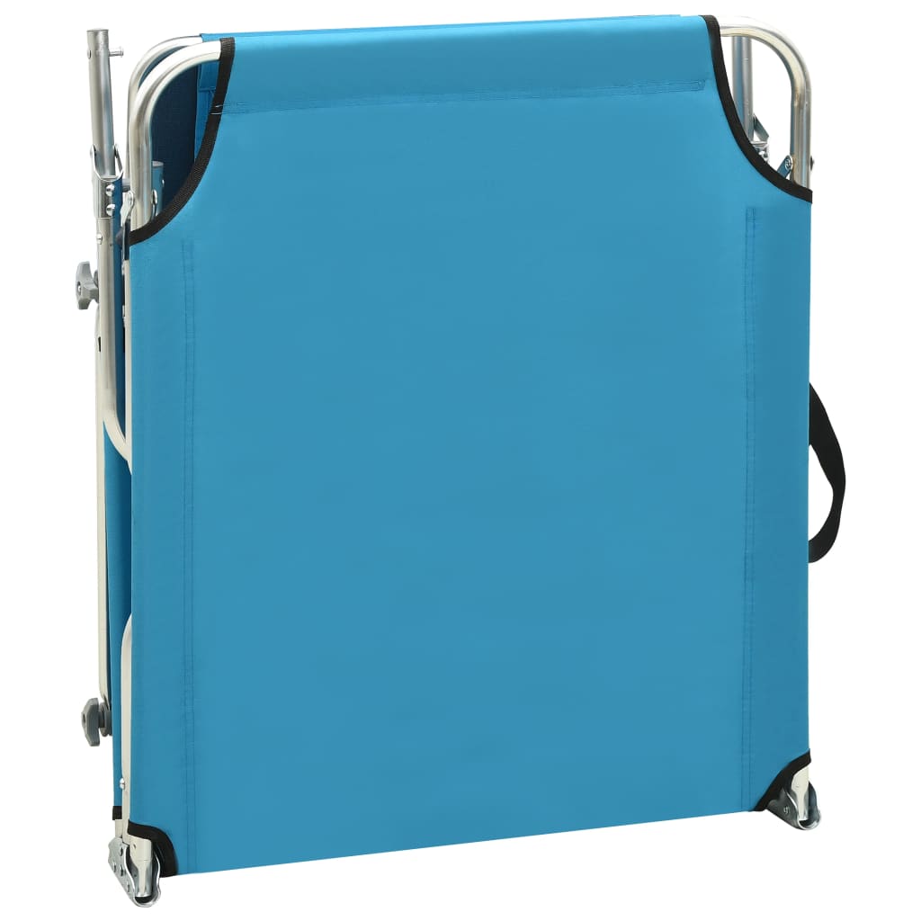 vidaXL foldbar liggestol med baldakin aluminium blå