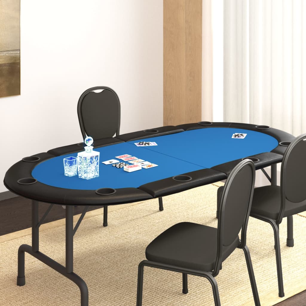 vidaXL foldbart pokerbordplade 10 pers. 208x106x3 cm blå