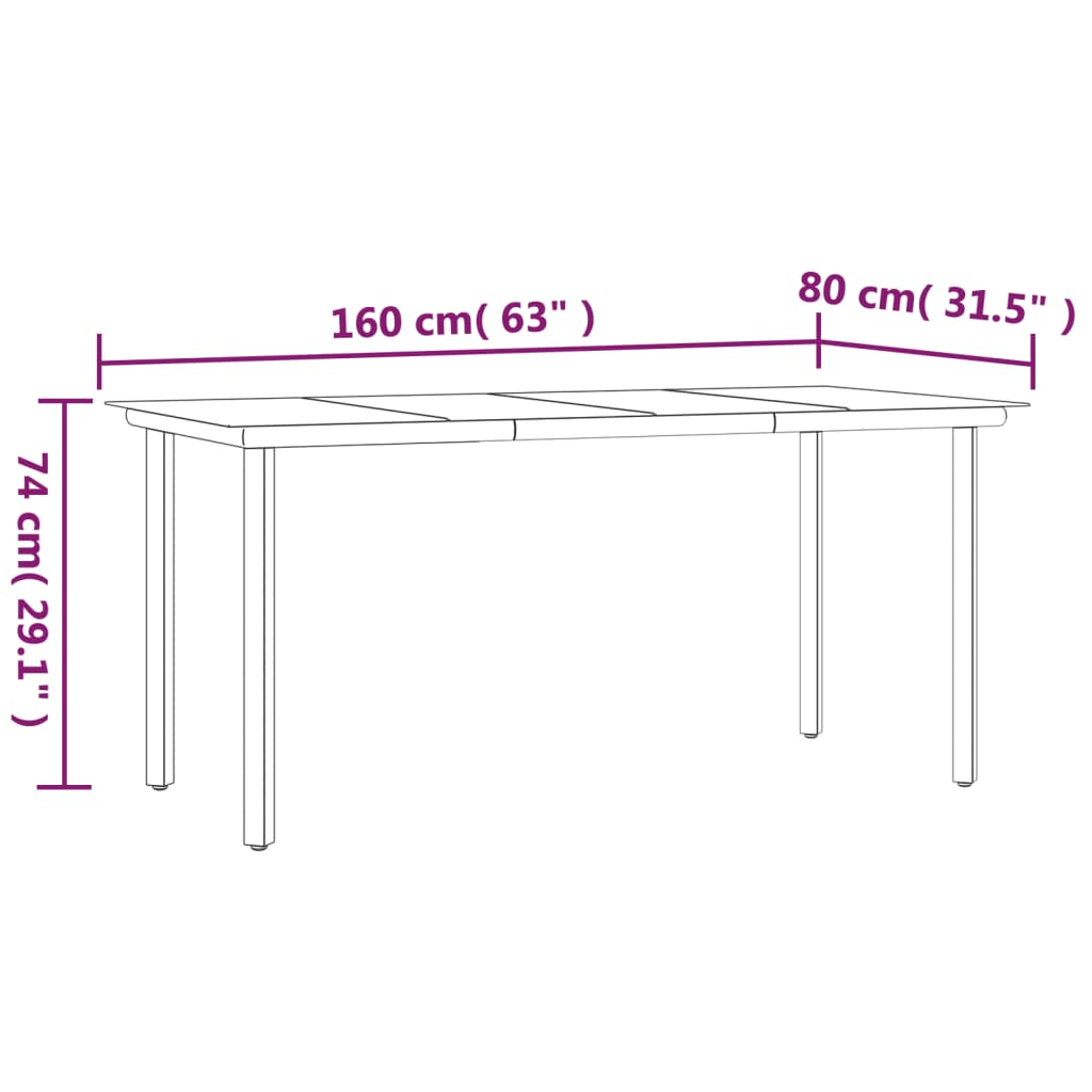 vidaXL spisebordssæt til haven 5 dele polyrattan og stål