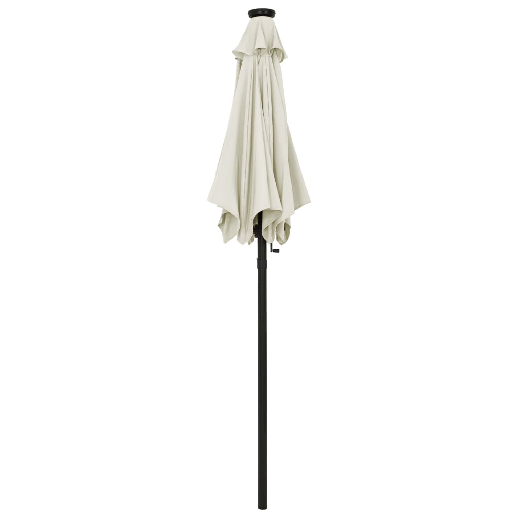 vidaXL parasol med LED-lys 200x211 cm aluminium sandfarvet