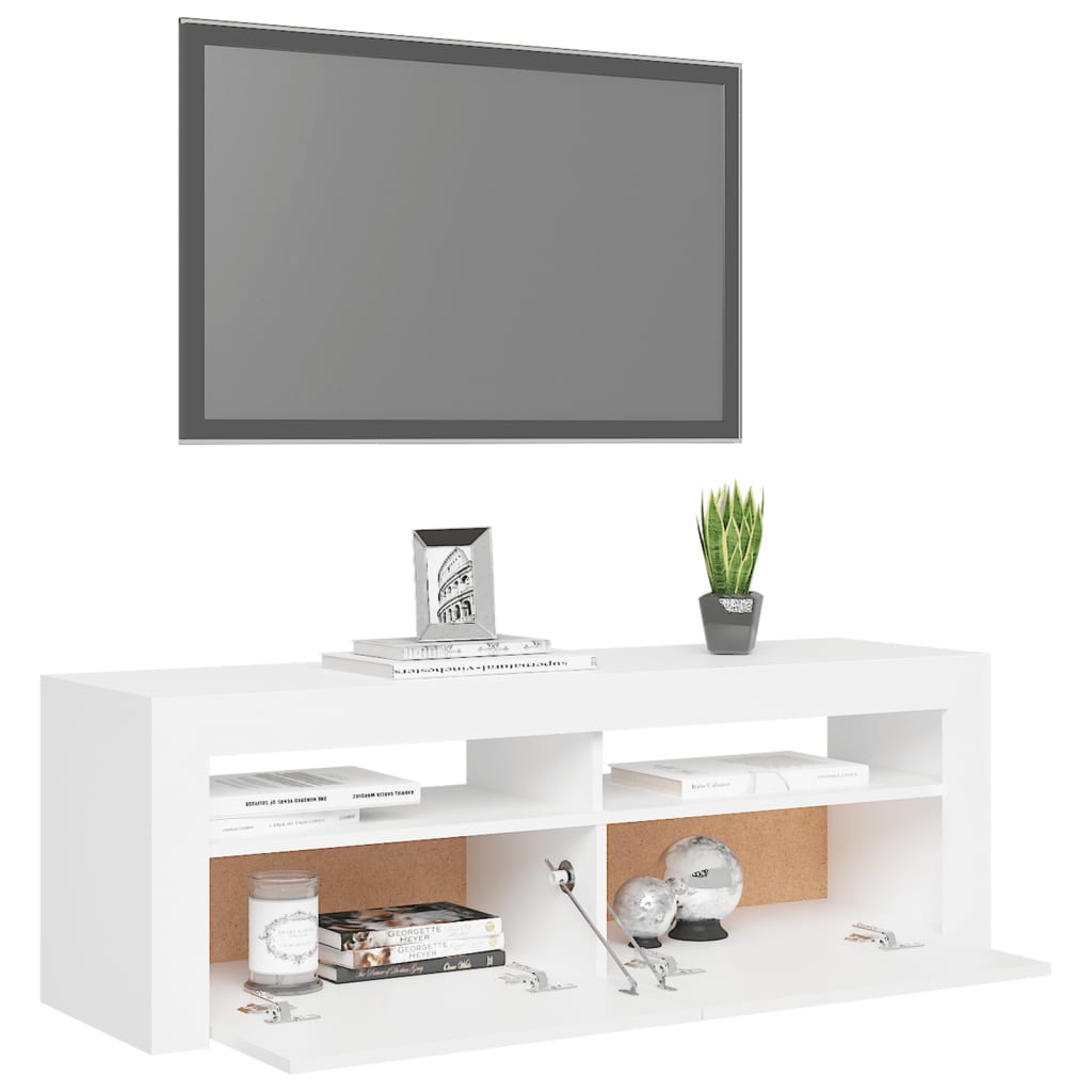 vidaXL tv-skab med LED-lys 120x35x40 cm hvid