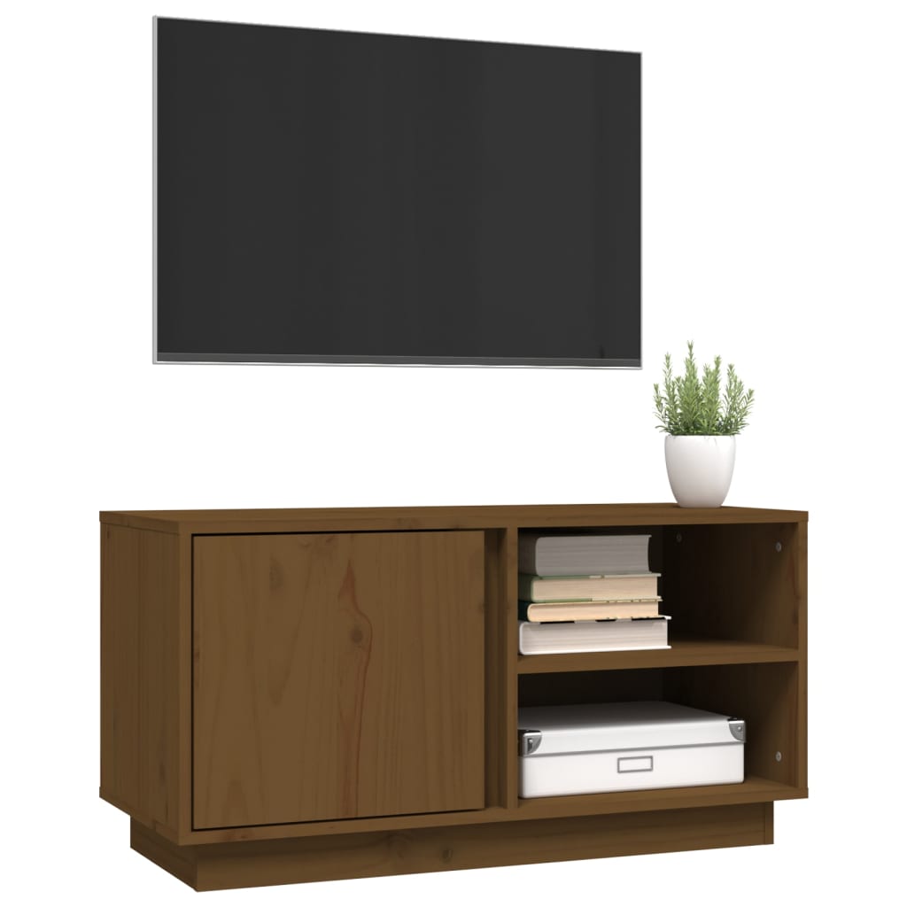 vidaXL tv-bord 80x35x40,5 cm massivt fyrretræ gyldenbrun