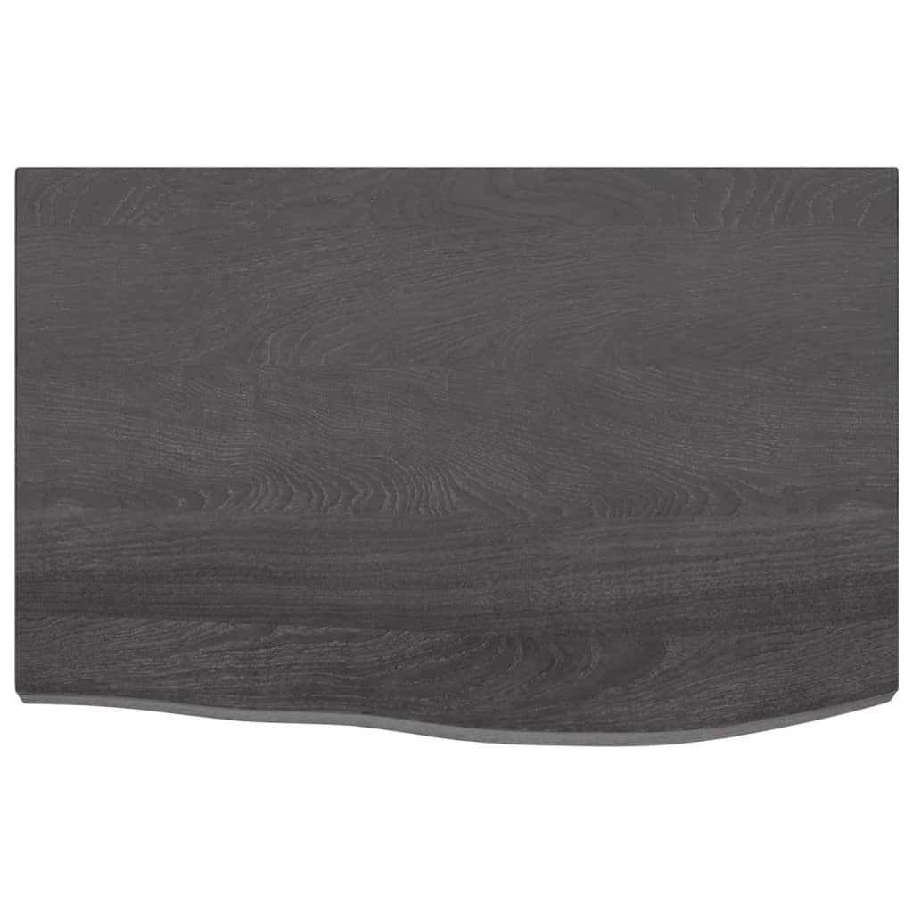 vidaXL bordplade 60x40x(2-4) cm behandlet massivt egetræ mørkebrun