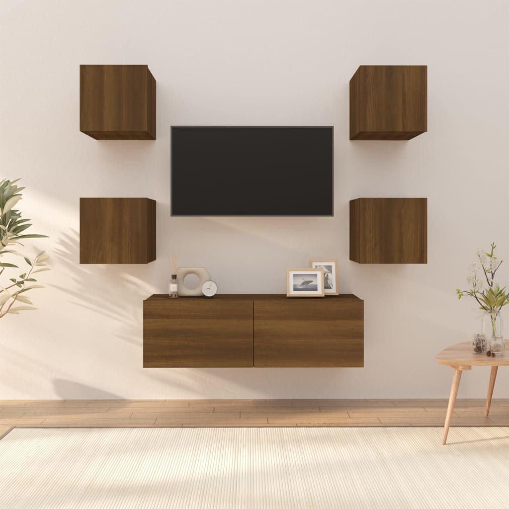 vidaXL væghængt tv-skabe konstrueret egetræ brun egetræsfarve