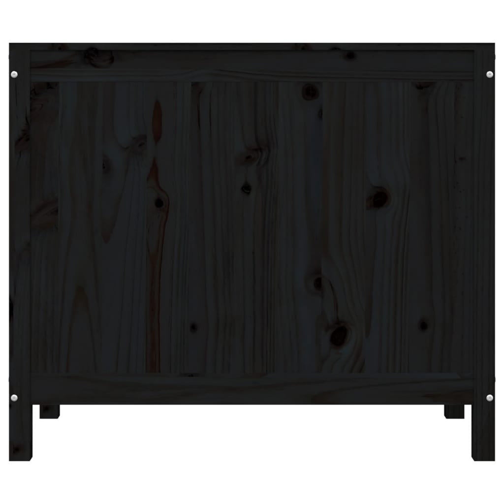 vidaXL vasketøjskurv 88,5x44x76 cm massivt fyrretræ sort