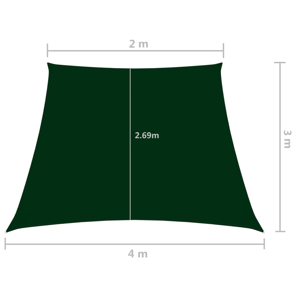 vidaXL solsejl 2/4x3 m trapezformet oxfordstof mørkegrøn