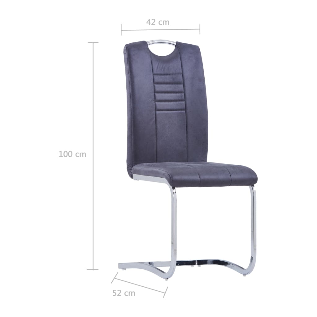 vidaXL spisebordsstole med cantilever 6 stk. imiteret ruskind grå