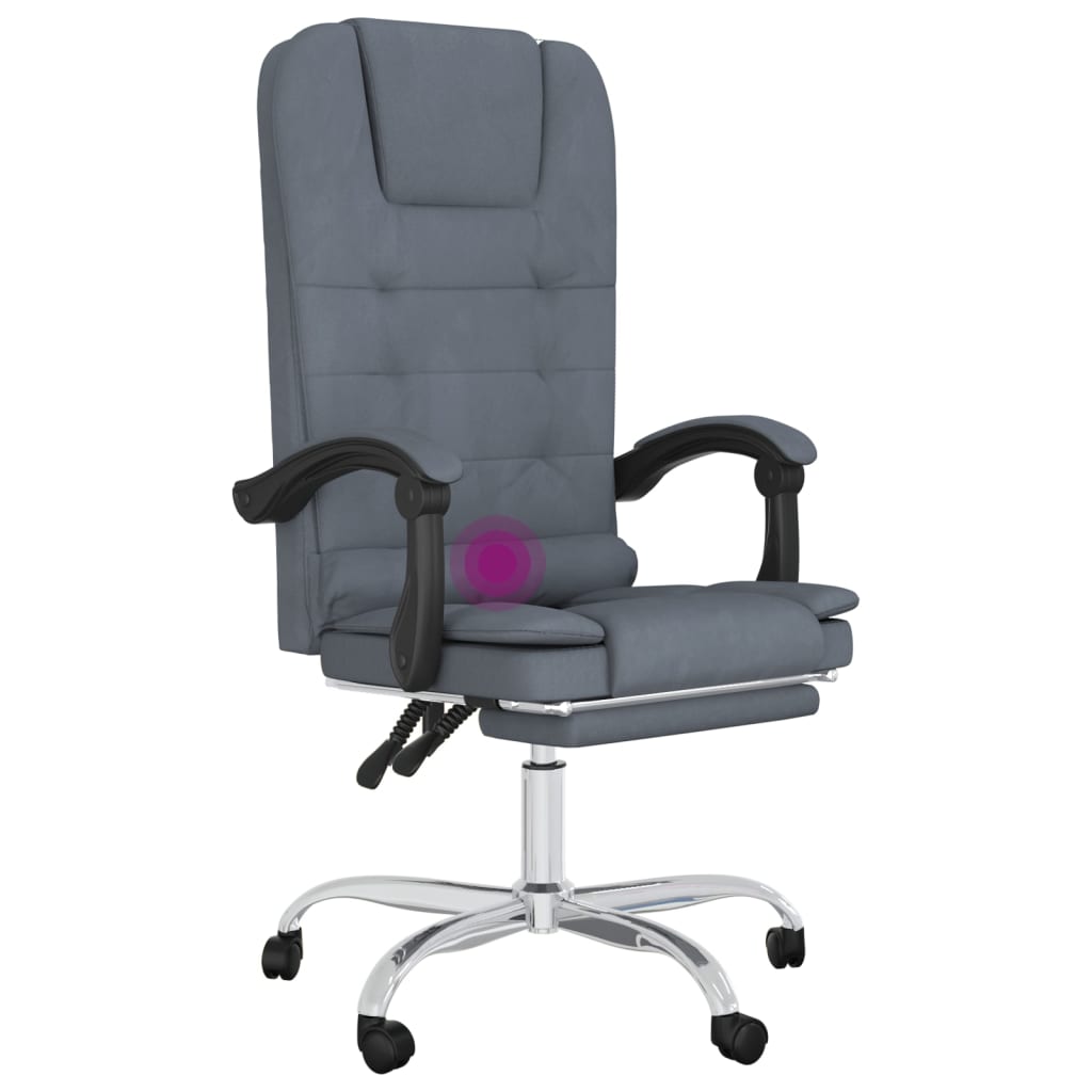 vidaXL kontorstol med massagefunktion fløjl mørkegrå