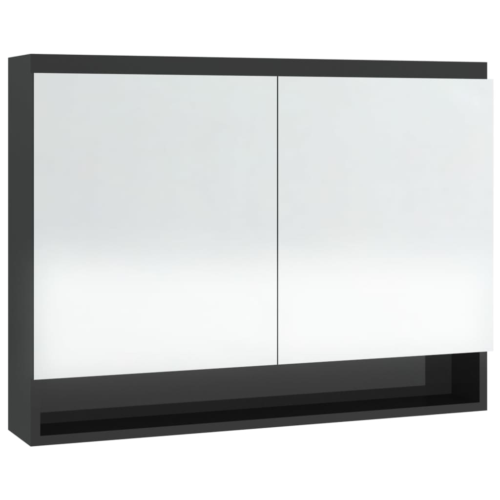 vidaXL badeværelsesskab med spejl 80x15x60 cm MDF blank sort