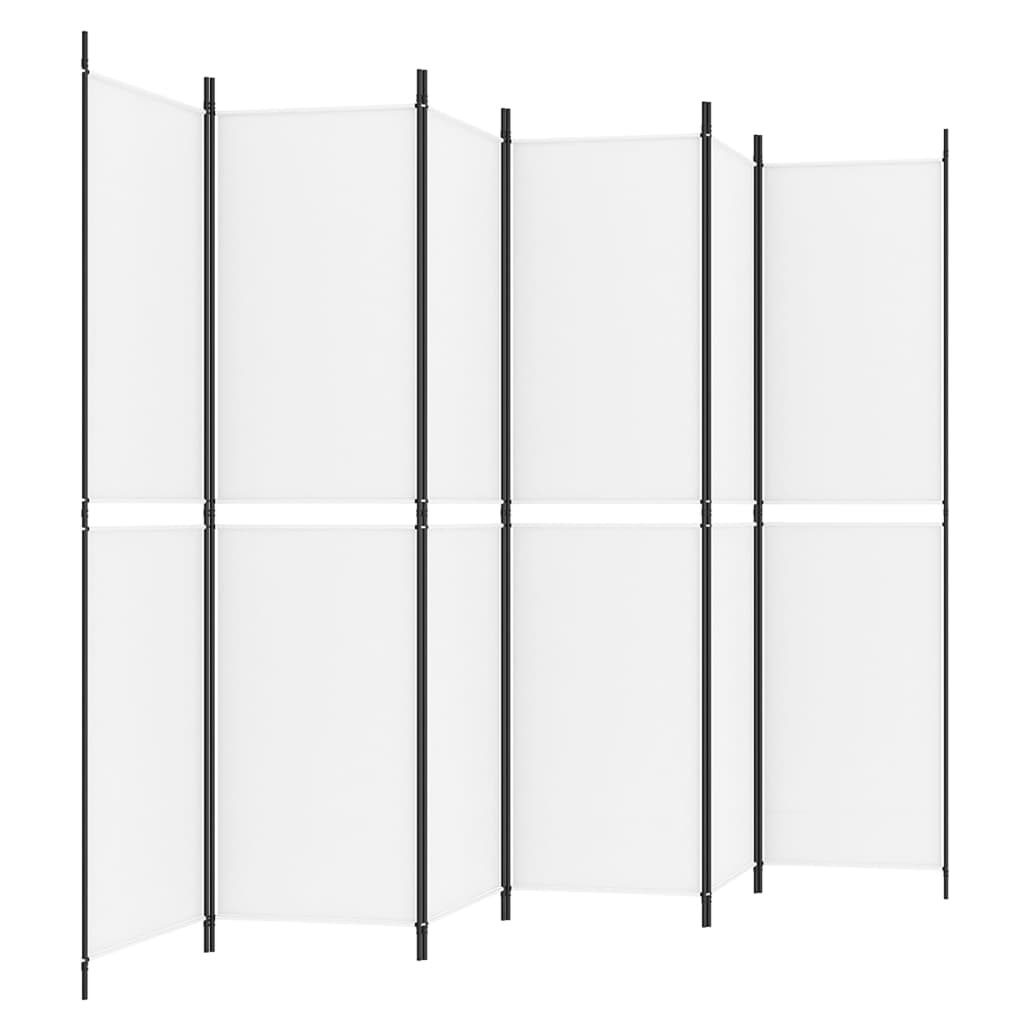 vidaXL 6-panels rumdeler 300x200 cm stof hvid