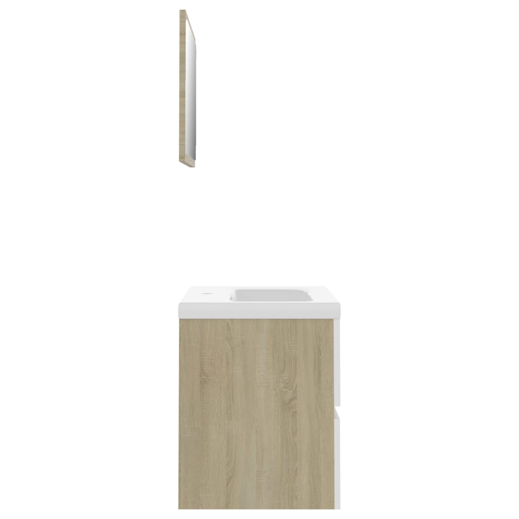 vidaXL badeværelsesmøbelsæt konstrueret træ hvid og sonoma-eg