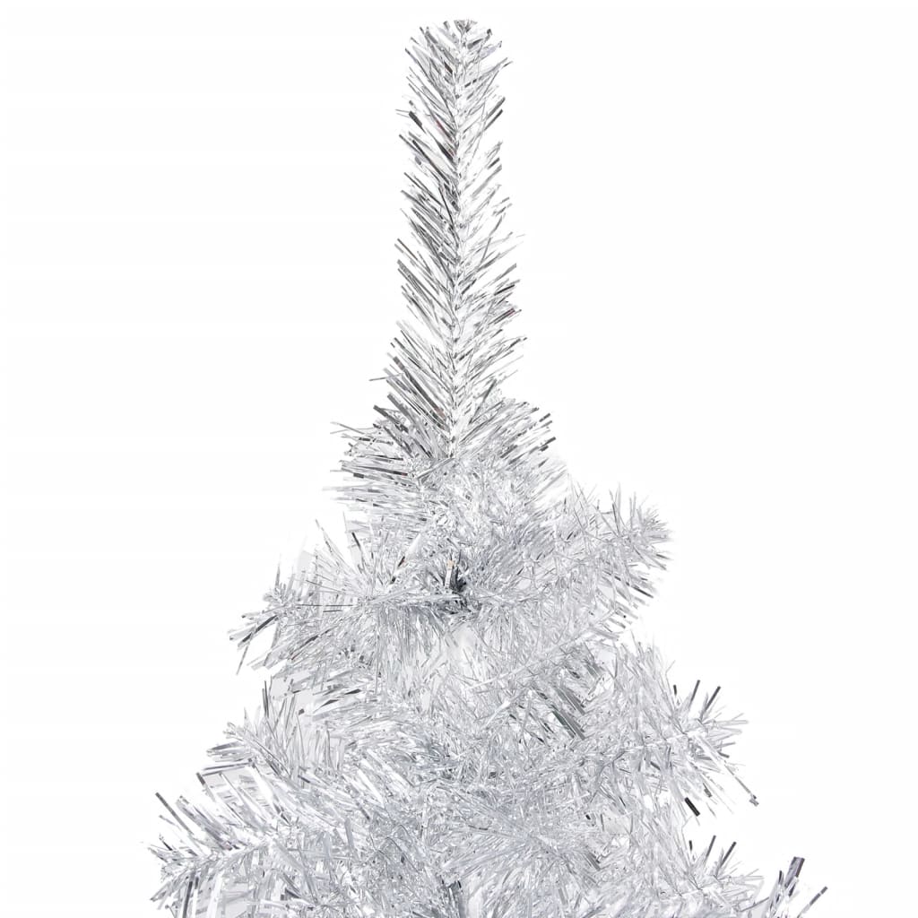 vidaXL kunstigt juletræ med lys og kuglesæt 120 cm PET sølvfarvet
